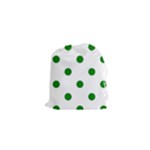 Polka Dots - Green on White Drawstring Pouch (XS)