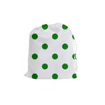 Polka Dots - Green on White Drawstring Pouch (M)