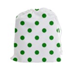 Polka Dots - Green on White Drawstring Pouch (XXl)