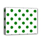 Polka Dots - Green on White Deluxe Canvas 14  x 11  (Stretched)