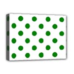 Polka Dots - Green on White Deluxe Canvas 16  x 12  (Stretched)