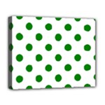 Polka Dots - Green on White Deluxe Canvas 20  x 16  (Stretched)