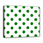 Polka Dots - Green on White Deluxe Canvas 24  x 20  (Stretched)