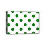 Polka Dots - Green on White Mini Canvas 6  x 4  (Stretched)