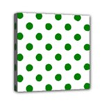 Polka Dots - Green on White Mini Canvas 6  x 6  (Stretched)