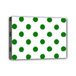 Polka Dots - Green on White Mini Canvas 7  x 5  (Stretched)