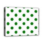 Polka Dots - Green on White Canvas 10  x 8  (Stretched)