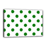 Polka Dots - Green on White Canvas 18  x 12  (Stretched)