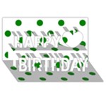 Polka Dots - Green on White Happy Birthday 3D Greeting Card (8x4)