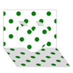 Polka Dots - Green on White Heart 3D Greeting Card (7x5)