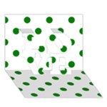 Polka Dots - Green on White LOVE 3D Greeting Card (7x5)