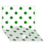 Polka Dots - Green on White Circle Bottom 3D Greeting Card (7x5)
