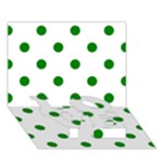 Polka Dots - Green on White LOVE Bottom 3D Greeting Card (7x5)