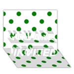 Polka Dots - Green on White YOU ARE INVITED 3D Greeting Card (7x5)