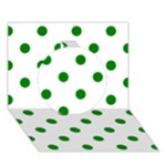 Polka Dots - Green on White Circle 3D Greeting Card (7x5)
