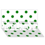 Polka Dots - Green on White BELIEVE 3D Greeting Card (8x4)
