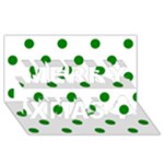 Polka Dots - Green on White Merry Xmas 3D Greeting Card (8x4)