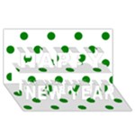 Polka Dots - Green on White Happy New Year 3D Greeting Card (8x4)