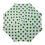 Polka Dots - Green on White Golf Umbrella