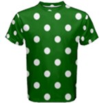 Polka Dots - White on Dark Green Men s Cotton Tee