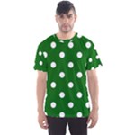 Polka Dots - White on Dark Green Men s Sport Mesh Tee