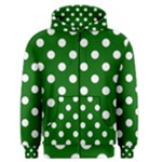 Polka Dots - White on Dark Green Men s Zipper Hoodie