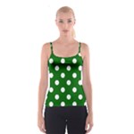 Polka Dots - White on Dark Green Spaghetti Strap Top
