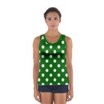 Polka Dots - White on Dark Green Women s Sport Tank Top