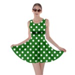 Polka Dots - White on Dark Green Skater Dress
