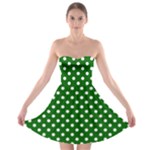 Polka Dots - White on Dark Green Strapless Bra Top Dress