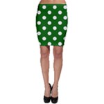 Polka Dots - White on Dark Green Bodycon Skirt