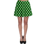 Polka Dots - White on Dark Green Skater Skirt