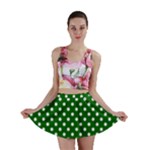 Polka Dots - White on Dark Green Mini Skirt