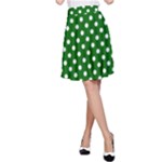 Polka Dots - White on Dark Green A-Line Skirt