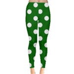 Polka Dots - White on Dark Green Women s Leggings
