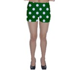 Polka Dots - White on Dark Green Skinny Shorts