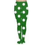 Polka Dots - White on Dark Green Women s Tights