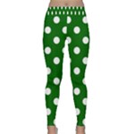 Polka Dots - White on Dark Green Yoga Leggings