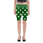 Polka Dots - White on Dark Green Yoga Cropped Leggings
