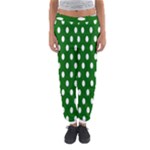 Polka Dots - White on Dark Green Women s Jogger Sweatpants