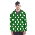 Polka Dots - White on Dark Green Hooded Wind Breaker (Men)