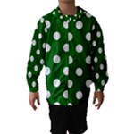 Polka Dots - White on Dark Green Hooded Wind Breaker (Kids)
