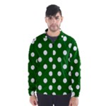 Polka Dots - White on Dark Green Wind Breaker (Men)