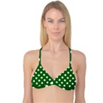 Polka Dots - White on Dark Green Reversible Tri Bikini Top