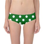 Polka Dots - White on Dark Green Classic Bikini Bottoms