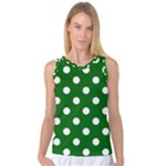 Polka Dots - White on Dark Green Women s Basketball Tank Top
