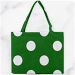 Polka Dots - White on Dark Green Mini Tote Bag