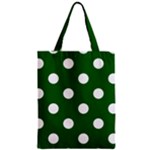 Polka Dots - White on Dark Green Zipper Classic Tote Bag