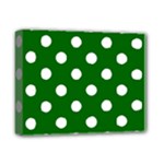 Polka Dots - White on Dark Green Deluxe Canvas 14  x 11  (Stretched)