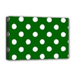 Polka Dots - White on Dark Green Deluxe Canvas 18  x 12  (Stretched)